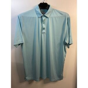 Callaway Golf Polo Shirt Mens Large Light Blue White Stripe Opti-Dri Performance
